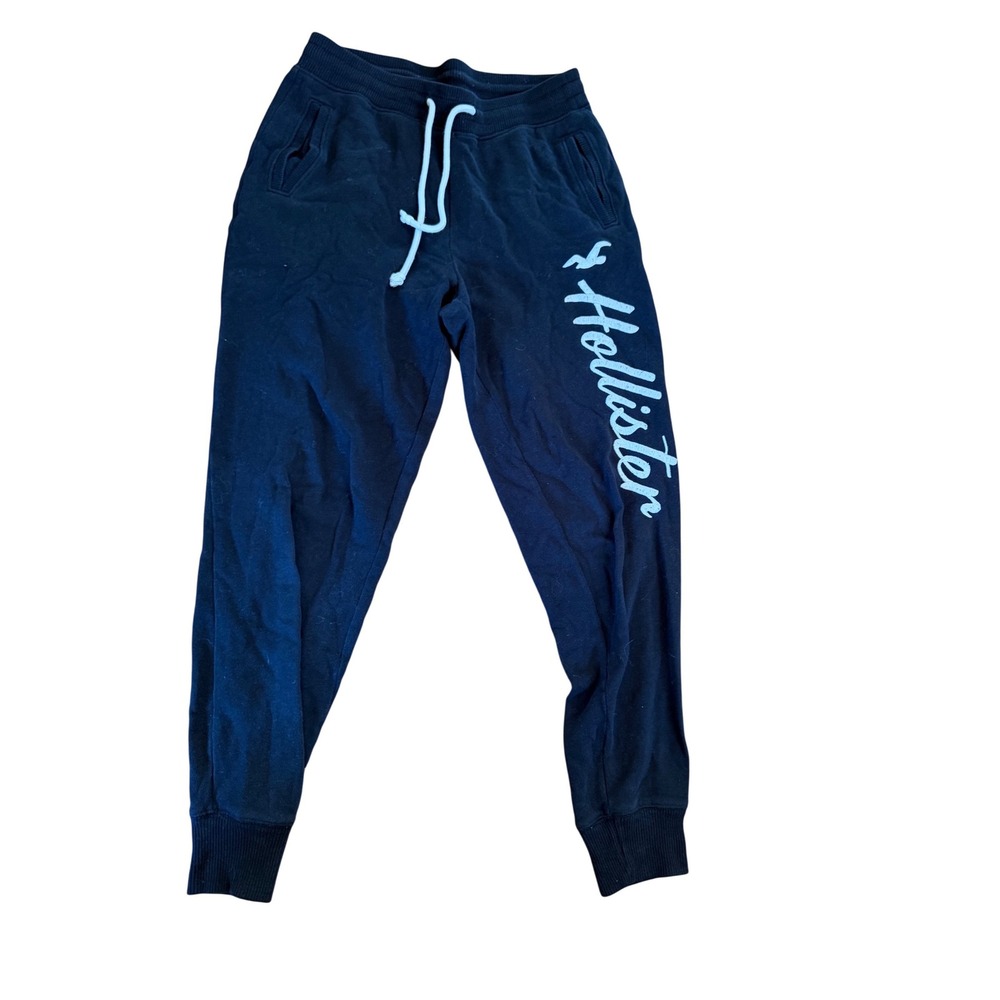 Hollister High Rise Joggers Black Logo Sweatpants XS